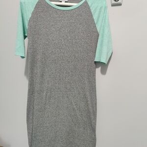 LuLaRoe Gray Green Raglan Midi Dress